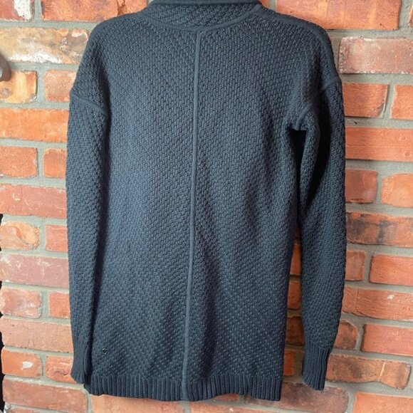 Lululemon Post Practice Cardigan Knit Sweater Pockets Snap Oversized Top Black S - Picture 4 of 15